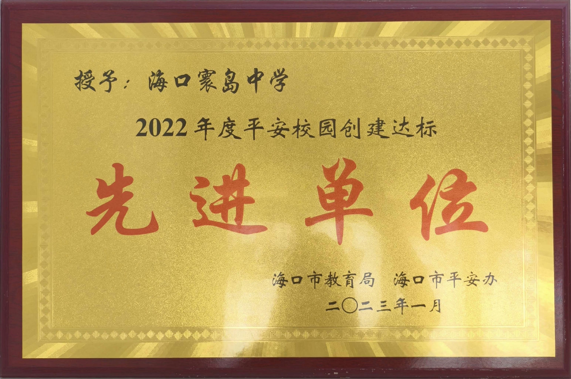 2022年度平安校园创建达标-先进单位